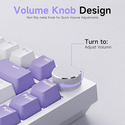 Ajazz AK820 75% Wired Gasket Mechanical Gaming Keyboard with Volume Knob - South Facing LED - Poron Foam - PBT Keycaps - Programmable RGB Hot Swap Keyboard
