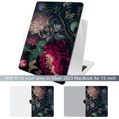 Batianda Case for MacBook Air 15" with M5 M4 M3 M2 Chip, Vintage Dark Peony