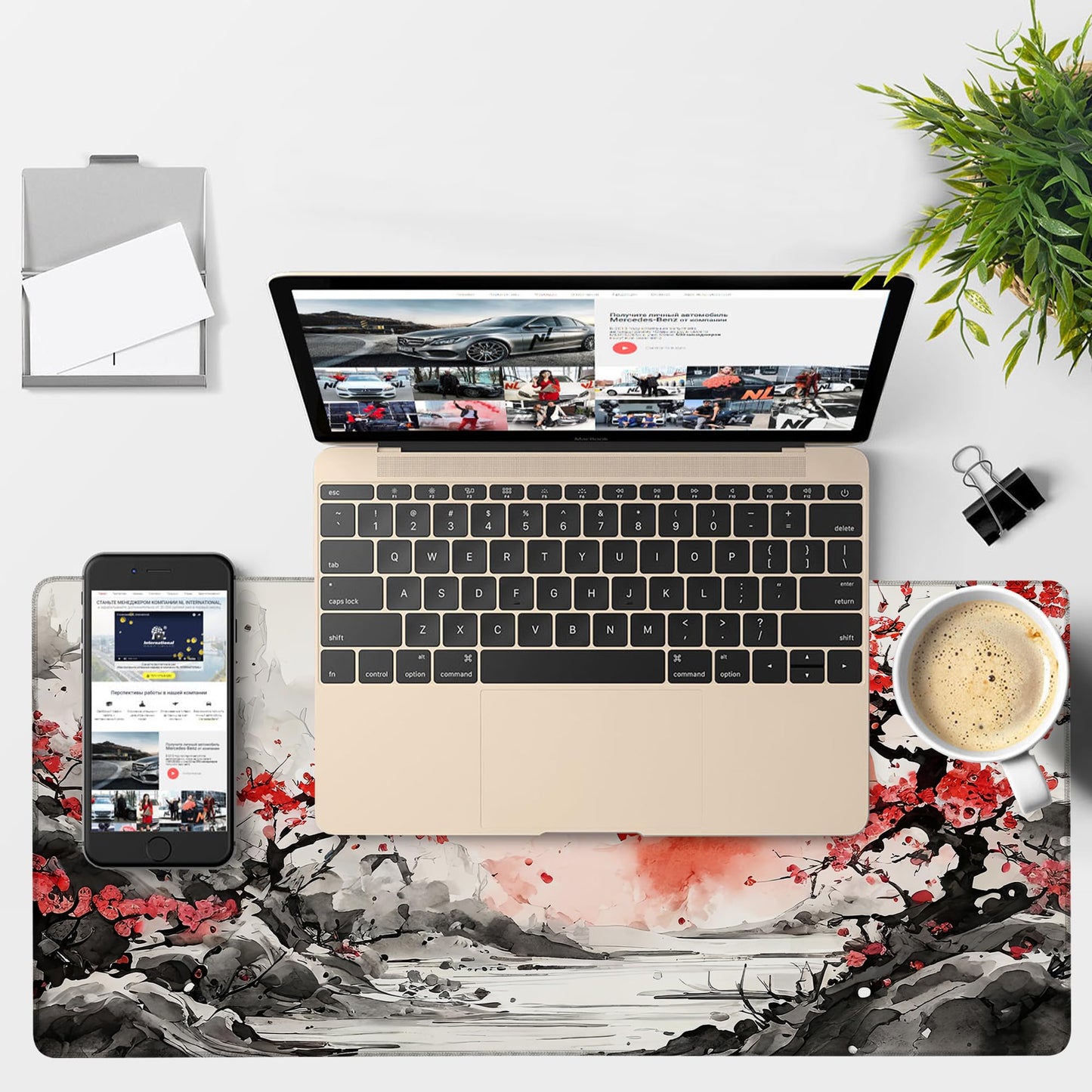 NITAHHHY Large Mouse Pad Ink Painting Gaming Desk Pad Computer Keyboard Non-Slip Waterproof Mouse Mat with Rubber Base and Stitched Edges Entertainment Office Writing Desk Mat 35.4 x 15.7 Inches