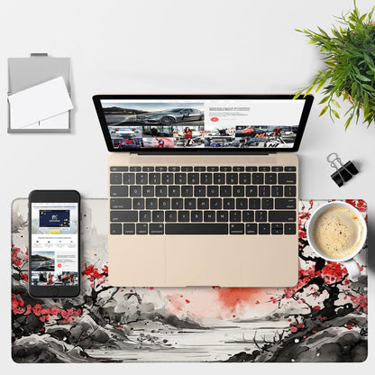 NITAHHHY Large Mouse Pad Ink Painting Gaming Desk Pad Computer Keyboard Non-Slip Waterproof Mouse Mat with Rubber Base and Stitched Edges Entertainment Office Writing Desk Mat 35.4 x 15.7 Inches