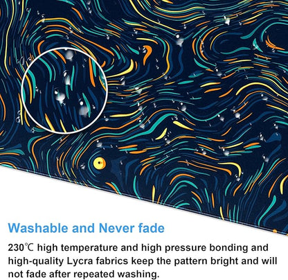 Abstract Starry Sky Swirl Gaming Desk Mat - XXL Large Mouse Pad for Keyboard & Mouse with Stitched Edges, 31.5" x 15.7" Colorful Art