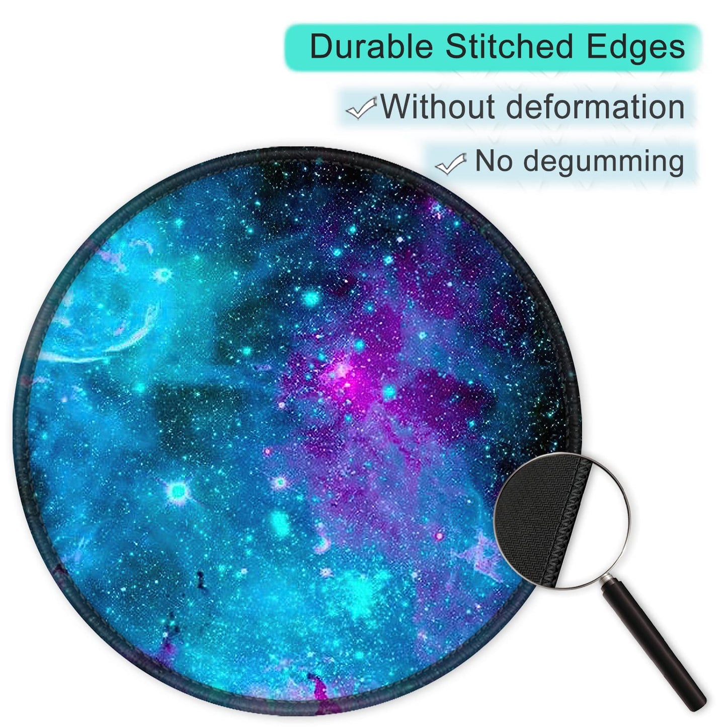 ITNRSIIET Round Mouse Pad with Stitched Edge Premium-Textured Waterproof Non-Slip Rubber Base Desktop Protection Mat Diameter 8.7 inches, Nebula Galaxy