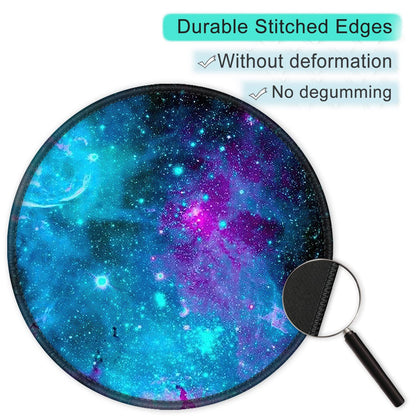 ITNRSIIET Round Mouse Pad with Stitched Edge Premium-Textured Waterproof Non-Slip Rubber Base Desktop Protection Mat Diameter 8.7 inches, Nebula Galaxy