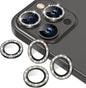 AGVEE 3+3 6 Pack for iPhone 12 Pro Max 6.7" Camera Lens Cover Protector, Bling Diamond & Bling Glitter Metal Ring 9H Tempered HD Glass Camera Cover Protector Film, Bling-Black