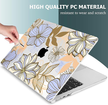 Mektron for 2025 M4 MacBook Air 13.6 Inch A3240 Case Fits 2023 A2681 M2 2024 A3113 M3 Chip with Liquid Retina Display Touch ID, Printed Plastic Hard Shell Cover for MacBook Air 13.6", Abstract Floral