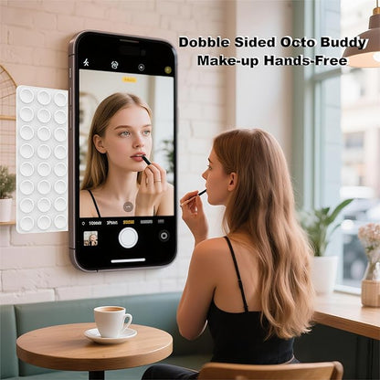 Double Sided Octo Buddy Suction Cup Phone Mount - Silicone Sticky Phone Grip with Higher Suction Power for Effortless Hands-Free Selfies & Videos, Octo Buddies Suction Phone case Suction Grip （White）