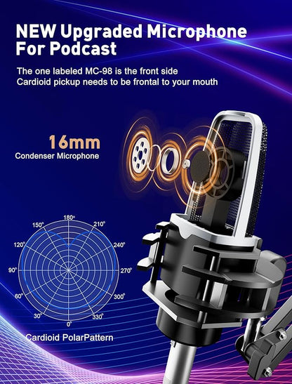 SINWE Podcast Equipment Bundle,Audio Interface with Studio Condenser Microphone for Smartphone & PC,Plug-and-Play Live Sound Card,Perfect for Streaming, Singing, YouTube & Gaming