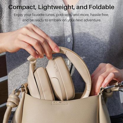 TOZO HT2 Hybrid Active Noise Cancelling Headphones, Wireless Over Ear Bluetooth Headset, 60H Playtime, Hi-Res Audio Custom EQ via App Deep Bass Comfort Fit Ear Cups, for Home Office Travel Khaki