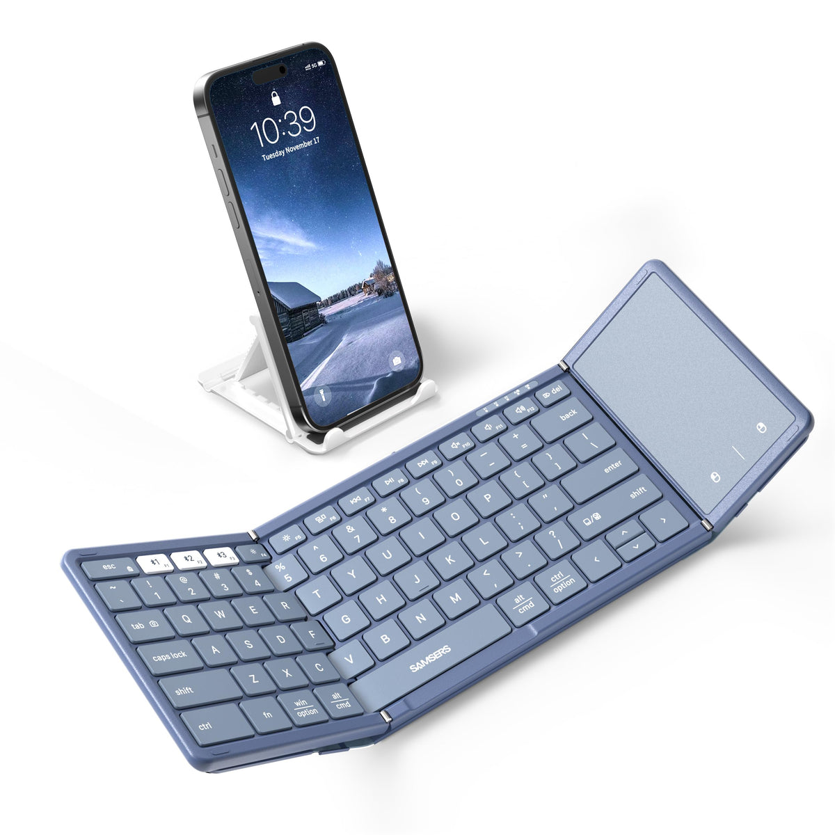 Samsers Full-Size Foldable Bluetooth Keyboard with Large Touchpad, Black