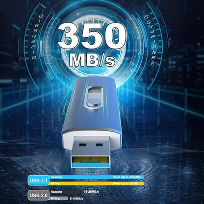 USB C Flash Drive Aiibe 128GB USB 3.1 Flash Drive Dual Drive USB Type-C Thumb Drive 128GB 128G USB C Drive Speeds Up to 350MB/s - Blue