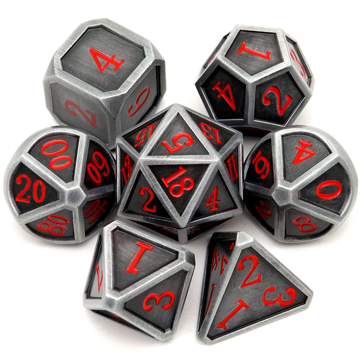 Haxtec Metal DND Dice Set, 7 Pcs Dragon Pattern Polyhedral Dice for RPG