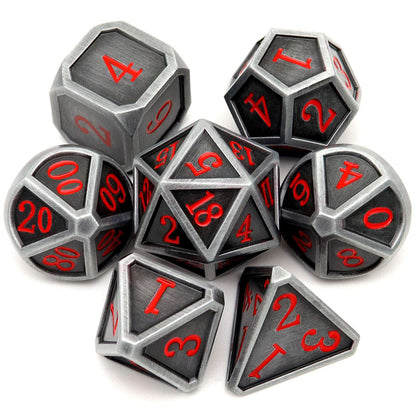 Haxtec Metal DND Dice Set, 7 Pcs Dragon Pattern Polyhedral Dice for RPG