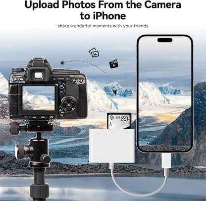 SD Card Reader for iPhone iPad, Micro SD Card Reader Memory Card Reader with USB Adapter Plug and Play Trail Game Camera Card Viewer Supports SD and TF Card No App Required