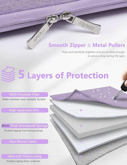 HYZUO 13.3-14 Inch Laptop Sleeve Bag for MacBook Pro 14 M5-M1, MacBook Air/Pro 13, 13.8-13 Surface Laptop/Book, Portable Notebook Case for 13" HP Dell Lenovo ThinkPad Asus Acer Samsung, Lilac Purple