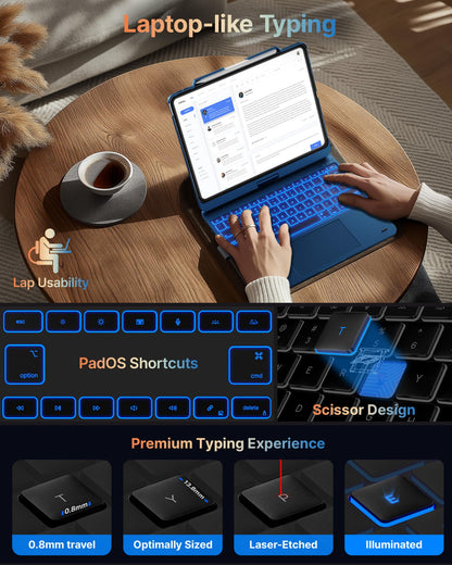 typecase Keyboard Case for iPad 13" & 12.9", Trackpad, 360° Rotating
