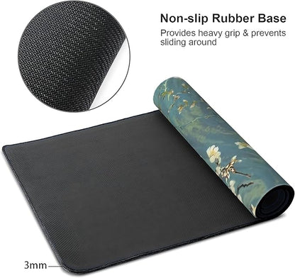 Almond Blossoms Large Mouse Pad,Gaming Keyboard Desk Pad,Extended Mouse Mat Non-Slip Rubber Base with Stitched Edges for Office Game Home XL 31.5"x11.8"