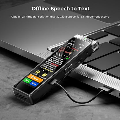136GB Digital Voice Recorder with Playback, Innioasis R1 Full Touchscreen Voice Recorder with Bluetooth, Voice Activated Sound Audio Recorder Device with Mic (Silver)