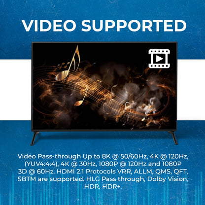 OREI 8K@60Hz 48Gbps HDMI Audio Extractor, SPDIF & 3.5mm, ARC, HDCP 2.3, CEC