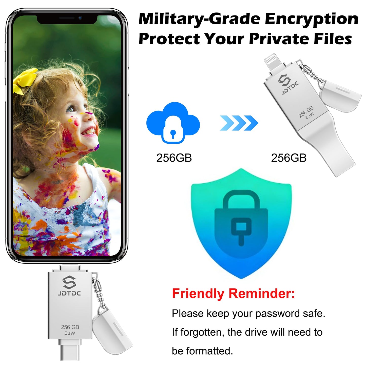 Genuine 256GB Apple MFi Certified Photo Stick for iPhone 17/16/15/14/13/12