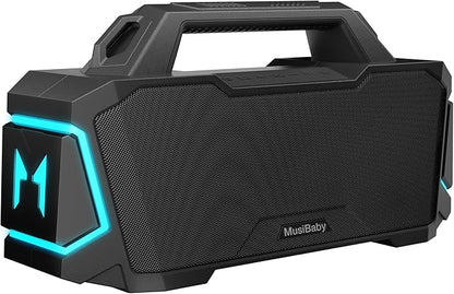 Bluetooth Speaker,Musibaby M1 Portable Bluetooth Speakers:Loud Stereo Sound with Subwoofer,Deep Bass,IPX6 Waterproof,Wireless Speaker with BT5.3,Dual Pairing,20H+ Playtime for Outdoor,Beach(Blk)