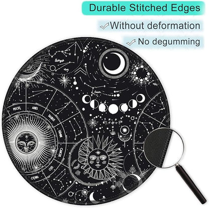 ITNRSIIET Round Mouse Pad with Stitched Edge Premium-Textured Waterproof Non-Slip Rubber Base Desktop Protection Mat Diameter 8.7 inches, Sky Spirit