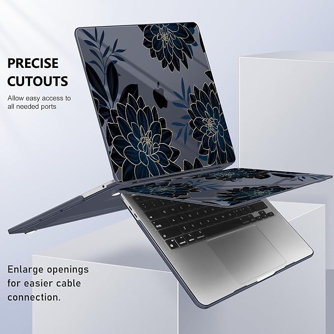 Case for MacBook Pro 13 inch with/Without Touch Bar (2016-2022, M2 A2338 M1 A2289 A2251 A2159 A1989 A1706 A1708), Hard Shell + Keyboard Cover + Dust Plug, Flower Dahlia