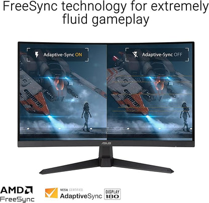 ASUS TUF Gaming 27” 1080P Curved Monitor (VG27VQ3B) – Full HD, 180Hz, 1ms, Extreme Low Motion Blur Sync, FreeSync, 1500R Curvature, Eye Care, 90% DCI-P3, DisplayWidget, 3 yr Warranty