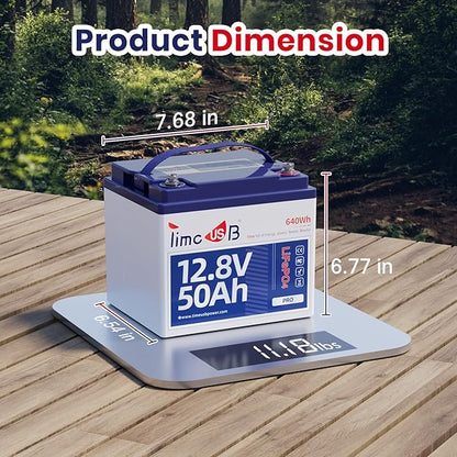 12V 50Ah Pro LiFePO4 Battery, 15000+ Cycles Timeusb Battery with Grade A Battery Cells, Built-in 50A BMS, Deep Cycle Lithium Battery Perfect for Electric Wheelchair, Trolling Motor, Kayak