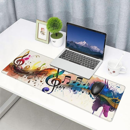Gaming Mouse Pad, Large Non-Slip Rubber Base Mousepad, Keyboard Mouse Mat, Desk Pad with Stitched Edges, 31.5x11.8inch, Music Note