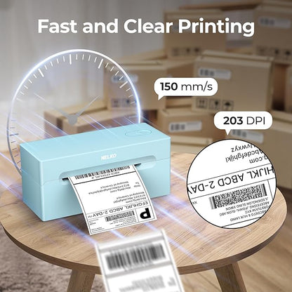 Nelko Bluetooth Thermal Shipping Label Printer, 4x6 Shipping Label Printer for Shipping Packages, Support Android, iPhone and Windows, Widely Used for Amazon, Ebay, Shopify (Blue)