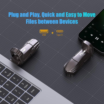 Fikwot FU388 External Solid State Drive 512GB, Up to 1000MB/s for Data Storage,Dual-Port Stick Design with USB-A & Type-C Expansion of Storage for iPhone 15/16 /Android/PC/Mac/Laptop