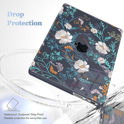 for MacBook Pro 16 inch Case 2021 2022 2023 2024 Release A3186 A3403 M4 A2991 M3 A2780 M2 A2485 M1 Pro/Max, Hard Shell Case with Screen Protector & Keyboard Cover, Rustic Flowers