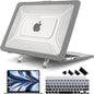 Batianda Case for New MacBook Air 13 inch 2025 M4 Chip 2024 2022 Release A3240 A3113 A2681 Model,Honeycomb Heavy Duty Protective Hard Shell with TPU Bumper Fold Kickstand & Keyboard Cover, Grey