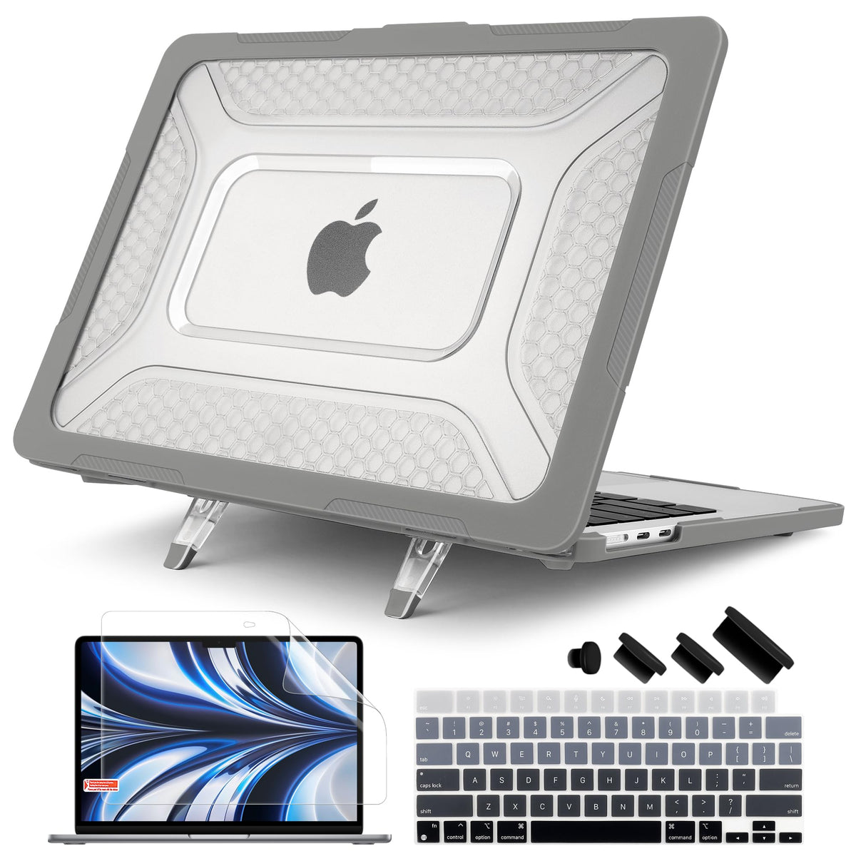 Batianda Heavy Duty Case for MacBook Air 13.6 inch with Stand,Lavender Grey