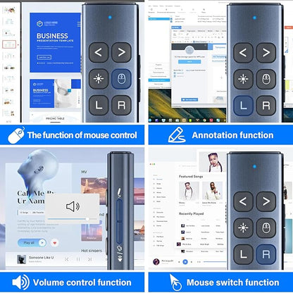 Presentation Clicker with Air Mouse - USB C Wireless Presenter Remote Clicker with Laser Pointer, RF 2.4GHz PowerPoint Clicker for Presentation, Computer Pointer Clicker Slide Advancer for Mac,Laptop
