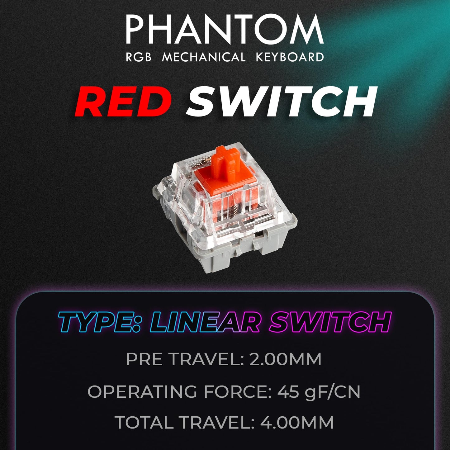 TECWARE Phantom+ 87 Key RGB Mechanical Gaming Keyboard, Black | TKL Thocky Creamy Keyboard, Hot Swappable, Double Shot ABS Keycaps, Wired USB-C, N-Key Rollover | Wraith Red Linear Switch