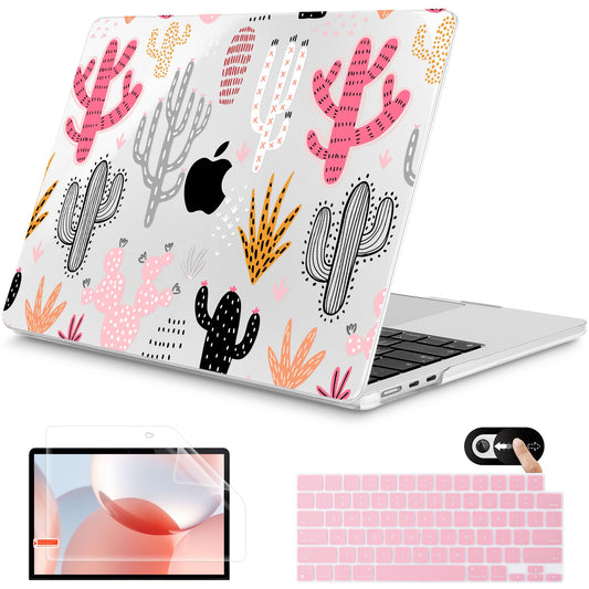 Mektron for 2026 MacBook Air 13-inch M5 Laptop Case A3449 with 13.6-inch Liquid Retina Display Fits 2025 A3240 M4 2024 A3113 M3 2023 A2681 M2 Printed Hard Shell for MacBook Air 13.6", Colorful Cacti