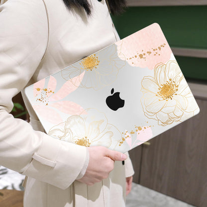 MEEgoodo Case for M5/M4/M3/M2 MacBook Air 13 inch 2026 2025 2024 2022, Fit Model A3449/A3240/A3113/A2681, Case Compatible with MacBook Air 13.6-inch, Tropical Pink Flowers