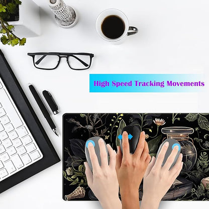 Dark Academia Desk Mat Mouse Pad XL Extended Large Gaming Desk Pad Mousepad, Mystical Green Plant Computer Laptop Keyboard and Mouse Mat, Desktop Protector Mat for Women Girl Office 31.5x11.8 in