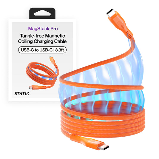 Statik MagStack Pro USB C to USB C Coiling Magnetic Charging Cable,100W