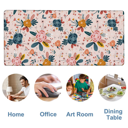NITAHHHY Gaming Desk Pad Large Extra Length Hand Drawn Floral Mouse Pad Keyboard Laptop Non-Slip Waterproof with Rubber Base Thick Stitched Edge Mouse Mat for Office Home 35.4 x 15.7 Inches