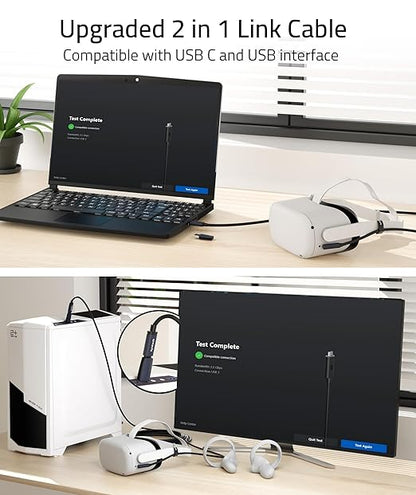 Syntech Link Cable 16FT Compatible with Oculus/Meta Quest 3/Quest 3S/Quest2/Pro/Pico 4 and PC/SteamVR, Upgraded Type C with USB 3.0 Adapter, High Speed Data Transfer Cord for VR Headset, Black