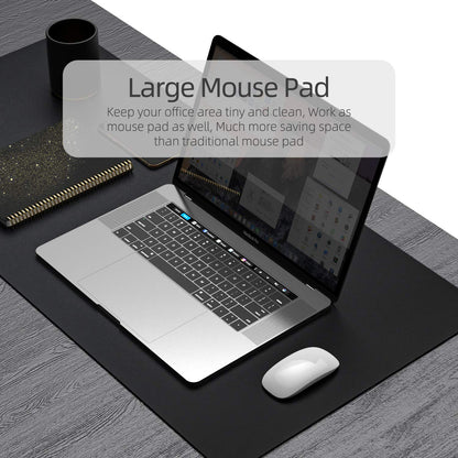 YSAGI Dual-Sided Desk Pad Protector, Desk Mat with Non-Slip - Waterproof PU Leather Office Desk Blotter for Mouse, Keyboard, Writing,31.5" x 15.7", Black