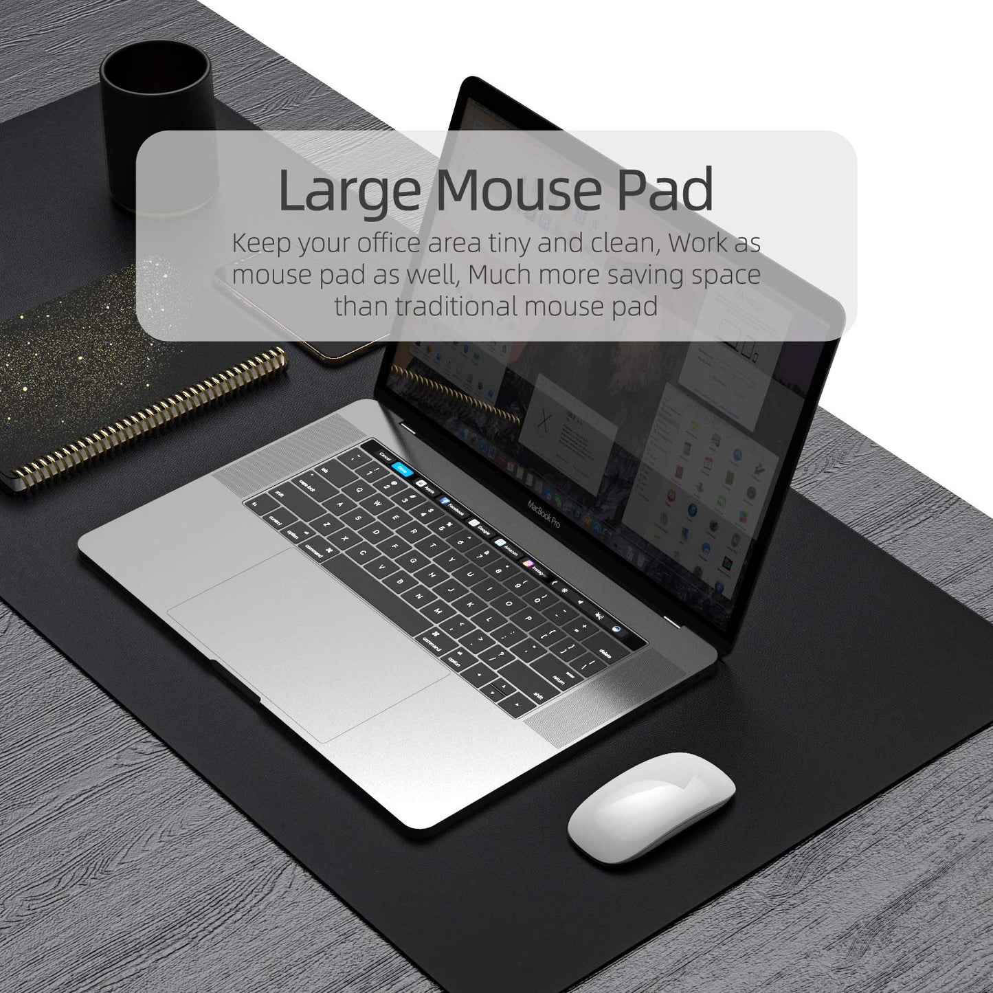 YSAGI Dual-Sided Desk Pad Protector, Desk Mat with Non-Slip - Waterproof PU Leather Office Desk Blotter for Mouse, Keyboard, Writing,31.5" x 15.7", Black