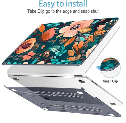 Mektron for 2025 M4 MacBook Air 13.6 Inch A3240 Case Fits 2023 A2681 M2 2024 A3113 M3 Chip with Liquid Retina Display Touch ID, Printed Plastic Hard Shell Cover for MacBook Air 13.6", Abstract Florals