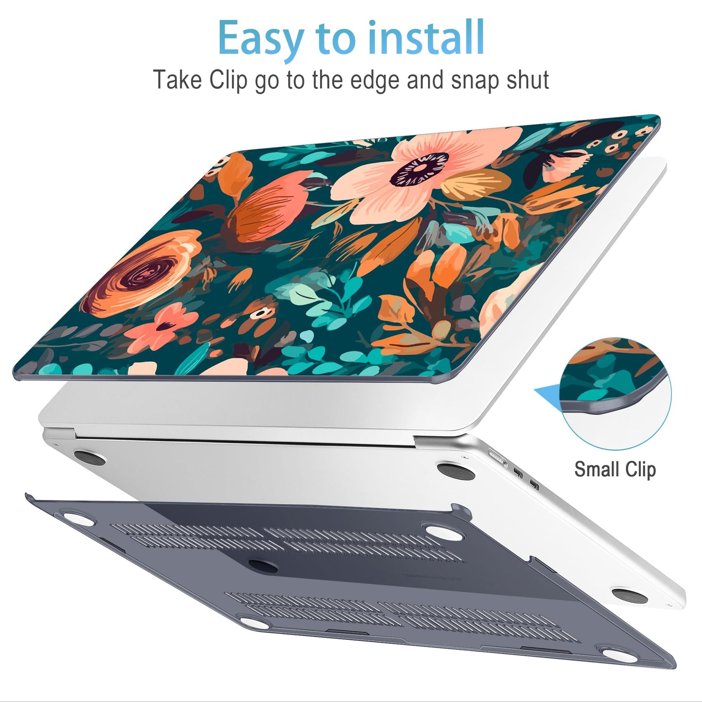 Mektron for 2026 MacBook Air 13-inch M5 Laptop Case A3449 with 13.6-inch Liquid Retina Display Fits 2025 A3240 M4 2024 A3113 M3 2023 A2681 M2 Printed Hard Shell for MacBook Air 13.6", Abstract Florals