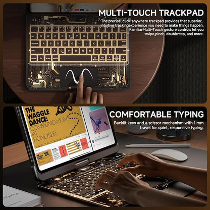 Transparent Case with Keyboard for iPad Air 13 Inch (M3/M2, 2025/2024), iPad Pro 12.9 Inch (6/5/4/3 Gen),7-Color Backlit,Magic Wireless Keyboard, 360°Rotating,with trackpad,Pencil Holder,Black