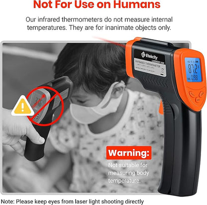 Etekcity Infrared Thermometer 1080, Heat Temperature Temp Gun for Cooking, Laser IR Surface Tool for Pizza Oven, Meat, Griddle, Grill, HVAC, Engine, Accessories, -58°F to 1130°F, Orange
