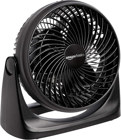 Amazon Basics Air Circulator Fan, Desk Fan for Bedroom, Home and Office, With 90-Degree Tilt Head, 3 Speed Settings, Lightweight (3 LBS), 35 Watts, Black, 11.1"W x 6.3"D x 10.9"H