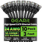 GEARit Cat 6 Ethernet Patch Cable 3 ft Black (10 Pack) Cat6 Patch Cables 3ft Black/Ethernet Patch Cable, 10Gbps 550MHz 24AWG Pure Copper, Snagless, Gold Plated RJ45 for Router, Server, Router, PC